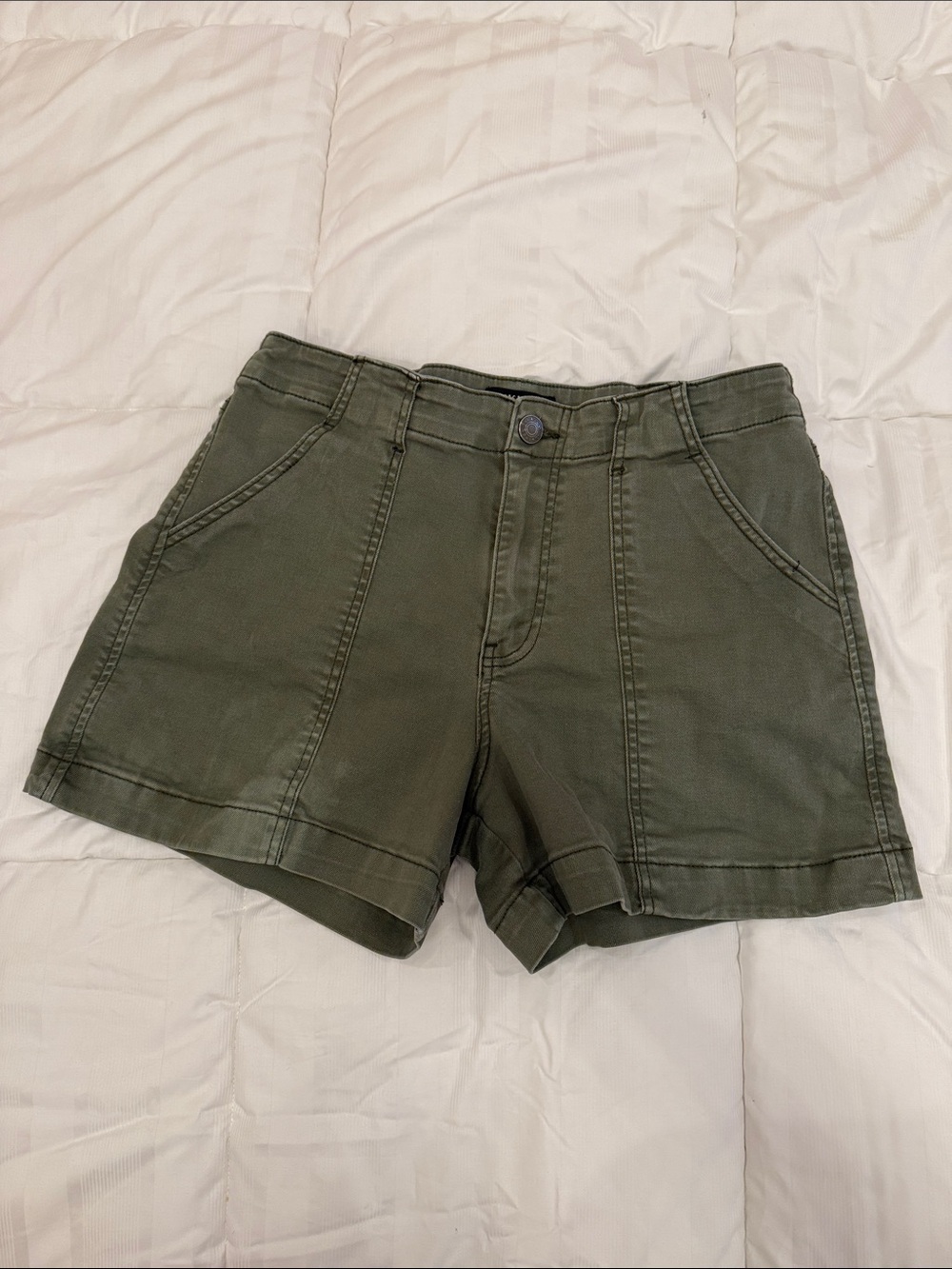 Kut from the Kloth Olive High Waist Utility Shorts